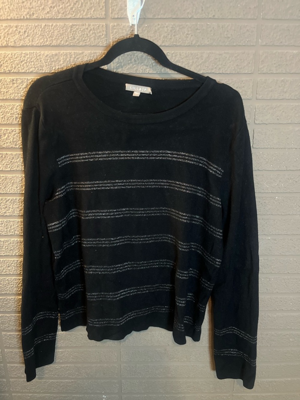 Lilla P Black Sweater with Silver Label Detail